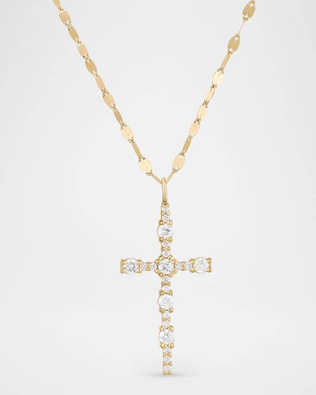 Elevated Diamond Everyday Cross Necklace in 14K Yellow Gold, 18"L